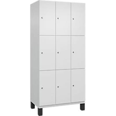 C+P Cambio lockerkast, 3 vakken, 9 vakken, op poten, B 900 x D 525 x H 1980 mm, verkeerswit