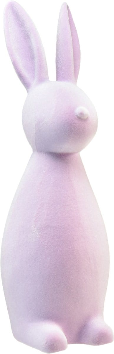 Paashaas decoratie staand konijn – 2e keus – geflockt lila H47cm