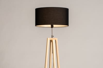 Lumidora Vloerlamp 31130 - LILLE - E27 - Zwart - Naturel - Hout - ⌀ 45 cm
