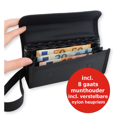 Horeca portemonnee - Kelnerbeurs - Horeca portefeuille - Horeca portemonnee met munthouder - Taxi portemonnee - Biljethouder - Koopmansbeurs - Horeca portemonnee - Sterk nylon materiaal - Inclusief munthouder - Zwart - Sale - Horeca - portemonnees