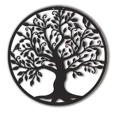 carmdering -Levensboom - Metaal - 40cm - Tree of Life - Wanddecoratie - wandbord - zwart wit muurdecoratie - Wall Art - Tuindecoratie - Geschikt voor binnen en buiten