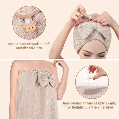 2-delige Sauna Deken voor Vrouwen met Douchekap - Luxe, Zachte en Antislip Sauna Towel voor Ontspanning en Wellness