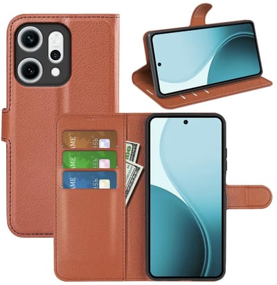 MobyDefend Hoesje - Geschikt voor Oppo Reno14 - Kunstleren Wallet Book Case (Sluiting Voorkant) - Bruin