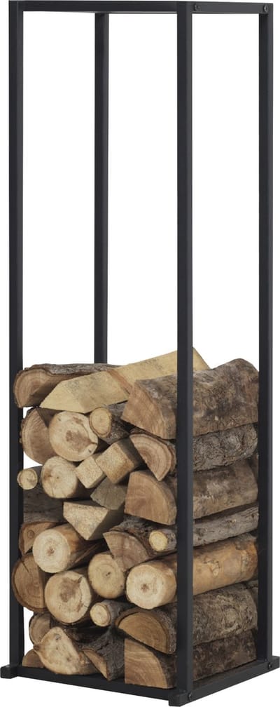Brandhout rek Tibro houtopslag 35x35x120 cm zwart