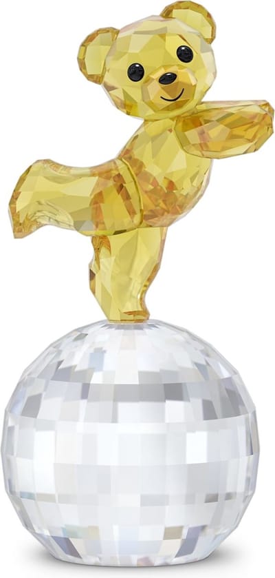 Swarovski beeldje Kris Bear Beer klaar voor de disco 5639875 | Decoratieobject | Geel kristallen figurine stijl voor interieur