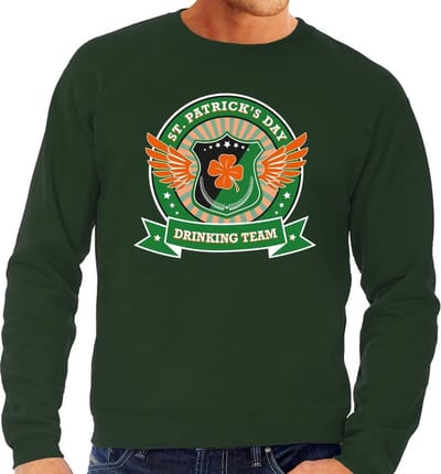St. Patricks day drinking team sweater/ trui groen heren - St Patrick's day kleding S