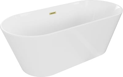 Mexen Flavia vrijstaande badkuip 170 x 75 , wit, overloop goud geborsteld - 54031708000-55