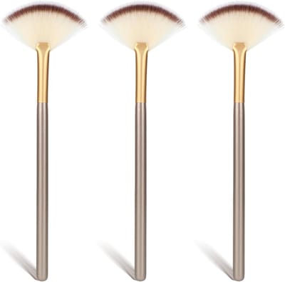 Ventilatorborstels voor gezichtsbehandelingen - Set van 3 - Ultraslank ontwerp - Zachte borstelharen - Houten handgreep - Voor Masker, Moddercrème, Make-up - Schoonheidsspecialiste