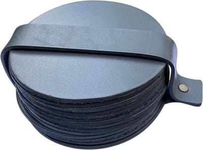 Brute Strength - Onderzetters voor glazen - Leer - Grijs - Rond - 14 stuks - Grijze leren onderzetters - Ronde onderzetter leer - lederen onderzetters - onderzetters grijs leer