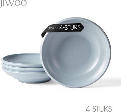 Pastabord set van 4 (Ø22 cm / 8,5inch), Diepe borden, Soepborden, Serviesset 4 persoons, Geschikt voor Restaurants, Horeca, Feest, Familiefeesten, Banketten en Picknicks, Magnetron-vaatwasserbestendig, Keramiek