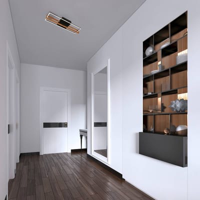 BRILONER - Plafondlamp - 3777015 - Warm wit 3000K - Houttoepassing - 21W - 2400 lm - 74 x 21 x 11 cm - Zwart-hout