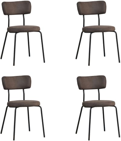 Bronx71® Industriële eetkamerstoel Lyon antraciet eco-leer - Eetkamerstoelen set van 4 - stoel