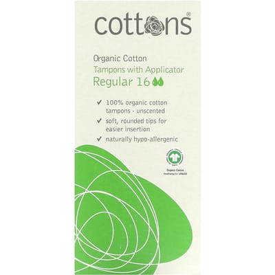Cotons, coton biologique, tampons, applicateur inclus, régulier, 16 tampons