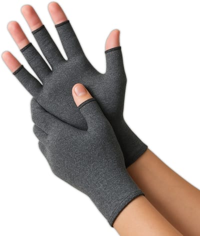 Trebin Compressie Handschoenen - Reuma Handschoenen zonder Vingertoppen - Geschikt bij Artrose, Reuma en Carpaal Tunnel Syndroom (CTS) - Voor Dames en Heren - Maat S - Grijs