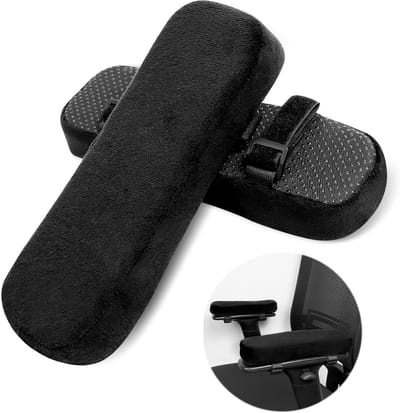 JGS Premium - Armleuningbeschermers voor bureaustoel - Ergonomisch kussen met gel-traagschuim - Elleboogdruk verlichten - Set van 2 stuks - Zwart.