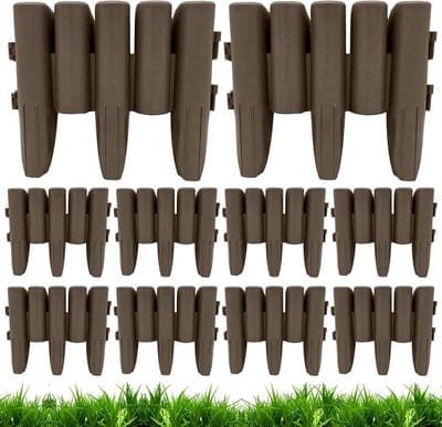 Kunststof Gazonrand - Tuinrand Imitatiehout - Tuin Decoratie - Weerbestendig Materiaal - 10 Stuks - Bruin