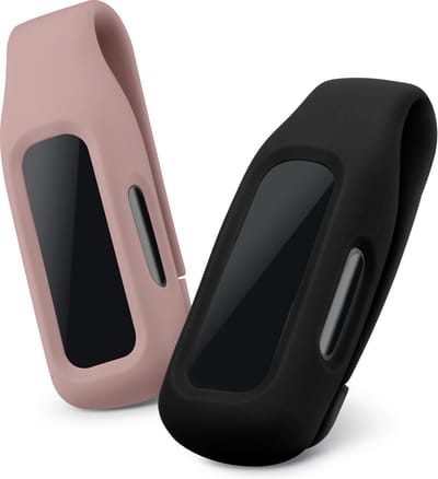 kwmobile 2x Clip Holders for Fitbit Inspire 3 / Inspire 2 / Ace 3 Clip On - Fitness Tracker Case Holder Replacement Set - TPU Silicone Tracker Holder for Sport - Black / Dark Rose