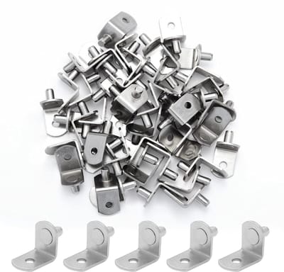 50 Stuks L-vormige Metalen Planksteunen, Versterkte Plankclips voor Keuken, Boekenkasten en Meubelondersteuning met 1/4 Inch Gat