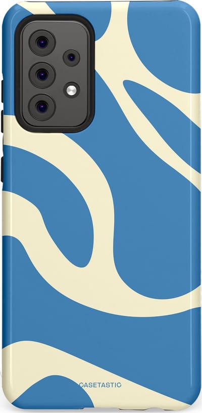 Casetastic hoesje geschikt voor Samsung Galaxy A52 (2021) 5G / Samsung Galaxy A52 (2021) 4G - Dubbellaagse bescherming - Lichtblauwe water vlekken - Fashion Case - Lavendel Crème Lichtblauw