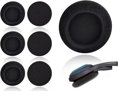 Set van 6 Vervangende Oorkussens voor Hoofdtelefoons, Zachte Schuim Oorkussens, 50mm Zwart, Comfortabele en Duurzame Oorkussens