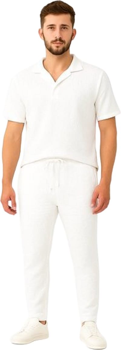 Zomerset Linnen Heren - Lange broek en Polo Shirt - Wit