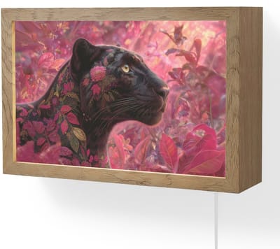 Wandlamp 30x20 cm - Oplaadbaar - Luipaard - Bloemen - Roze - Wandlampen binnen woonkamer - Slaapkamer lamp met kabel - Decoratieve nachtlamp - Vloerlamp snoer