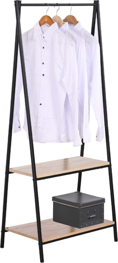 Kledingrek Dery - Met 2 planken - Schoenenrek - Garderobekast organizer - Garderoberek - Opbergruimte - Kledingkast hout - Bruin