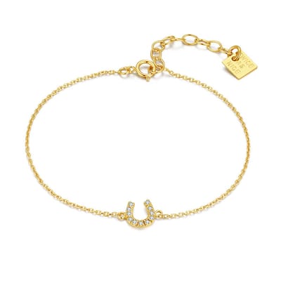 Twice As Nice Armband in zilver, hoefijzer met zirkonia Goudkleurig 16cm+3cm