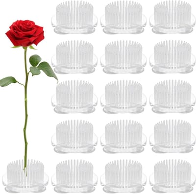 Bloemenhouders Set - Bloemschik Gereedschap - Bloemen Schikken - Met Zuignappen - 16 Stuks - Transparant
