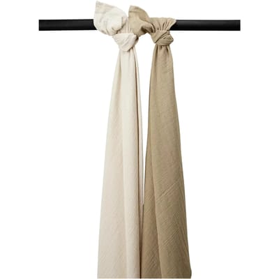 Meyco Baby Uni swaddle - 2-pack - pre-washed hydrofiel - soft sand/taupe - 120x120cm