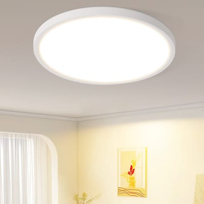NETTLIFE Plafondlamp LED - modern - 18cm - Wit - Platte Plafondlamp - 15 W Ganglamp - 3000 K Warm wit Licht - voor Slaapkamer | Keuken | Woonkamer