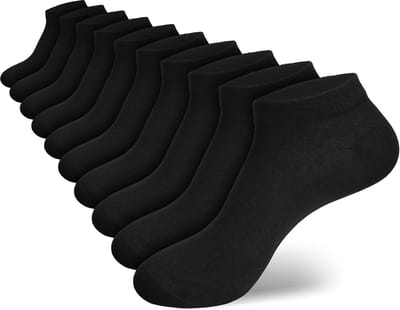 Calzera 10 Paar Enkelsokken - Sneakersokken - Lage sokken - Zwart - Maat 35-42