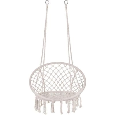 Springos Hangstoel | Binnen & Buiten | Belastbaar tot 150 kg | 120 x 79 cm | Crème