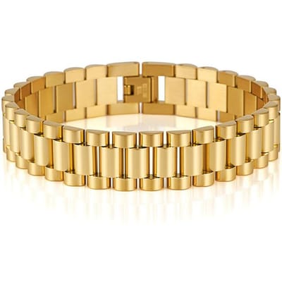 15 mm Breed 8 /8 .86 Inch Lang Horlogeketting Polsband Heren Armband Voor Mannen Zwart Goudkleurig Roestvrij Staal Jongens Sieraden Groothandel 22cm beige