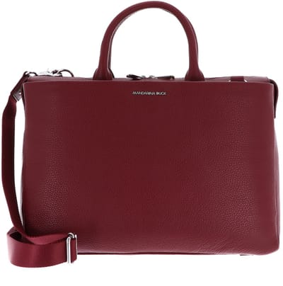MANDARINA DUCK Leren handtas shopper met laptopvak Mellow Urban Handbag Grape donkerrood