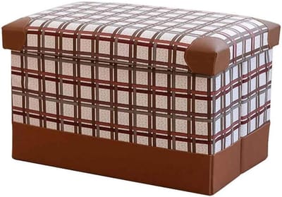 Opvouwbare voetenbank - Ottomaanse poef - Voeten rusten - Met opbergruimte - 40 x 25 cm - Koffie Lattice