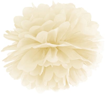 PARTYDECO - Crème zijdepapier pompon om op te hangen 25 cm