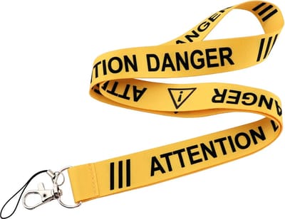Travel Cords - Keycord Attention Danger - stevig lanyard - sleutelhanger - sleutelkoord - met telefoonkoord - sleutels
