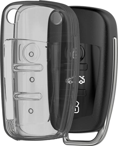 kwmobile autosleutel hoesje geschikt voor Audi 3-knops autosleutel - Autosleutel behuizing van TPU - Transparant in zwart / transparant