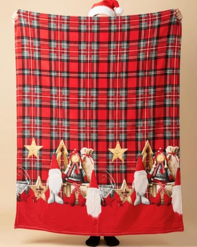 Kerstdeken 130 x 160 cm - Zachte Fleece Plaid voor Bank en Bed (Tartan Motief)