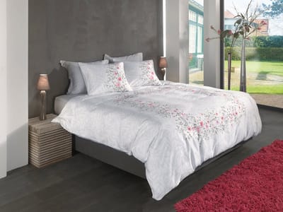 Heckettlane Dekbedovertrek Jolie - Dekbed met instopstrook - Wit - Dekbedovertrek van 100% Katoen-Satijn - Kader - 140x200-220 cm + 1 sloop 60/70 cm - Lyon