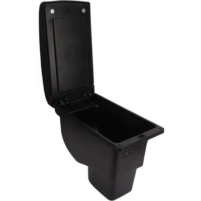 Dubbellaagse Middenconsole Armsteunbak met 3 USB-poorten Auto Interieur Upgrade Vervanging voor Kia Soul 2006‑2017 black