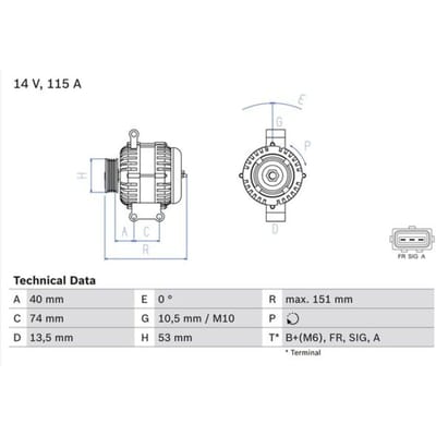 Driefasige generator BOSCH 0 986 049 460