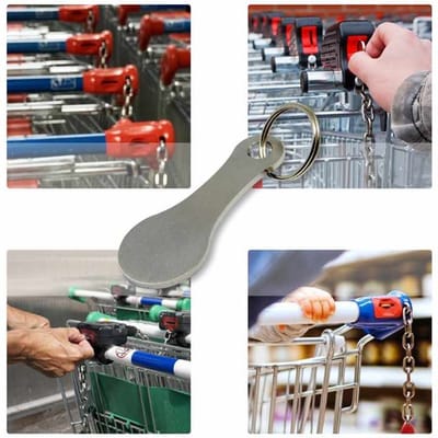 Winkelwagen muntje - Winkelwagen muntjes sleutelhanger - Hanger ipv een muntje - Sleutelhanger Boodschappen - Zilverkleurig - CHPN