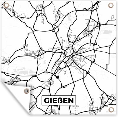 Tuin poster Gießen - Plattegrond - Kaart - Stadskaart - 200x200 cm - Tuindoek