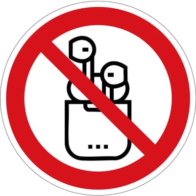 Geen oortjes gebruiken verbodsbord | gecoat dibond materiaal | 10 cm