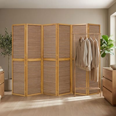 Homestyle4u Kamerscherm 6 panelen - 264x175 cm - bruin - 6-delig - bamboelatten