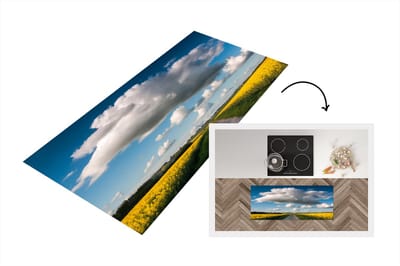 Keukenloper - Loper keuken - Wolken boven een geel veld - 120x50 cm - Keukenloper vinyl