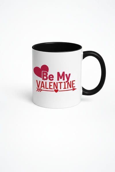 Valentijn Mok 'Be My Valentine' - Romantisch Liefdes Cadeau met Hart en Pijl - Wit Zwart Keramiek