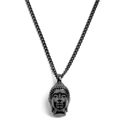 Iconic | Zwarte Stalen Boeddhaketting